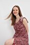Red Flounce Collar V-Neck Midi Dress - 6