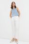 White High Waist Carrot Pants with Elastic Waistband - 4