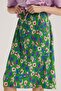 Green Floral Patterned Pleated Midi Skirt - 2
