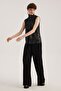 Black High-Rise Glittery Pleated Sleeveless Blouse - 3