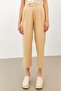Beige High Waist Pleated Trousers - 5