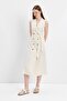 Ecru Belted Shawl Collar Maxi Dress - 3