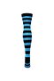 Women's Black Blue Striped Cotton Knee High Socks - Patterned Socks - 4