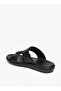 Men's Buckle Detail Textured Slip-On Sandals - 3