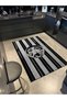 Black Beige Line Themed Women Surprised Face Nail Detail Woven Base Washable Rug miraface10