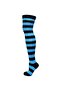 Women's Black Blue Striped Cotton Knee High Socks - Patterned Socks - 5