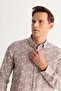 Men's Brown Slim Fit Slim Fit Hidden Button Collar Cotton Shirt - 2