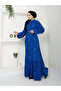 Patterned Hijab Dress - Women, Prevailing Collar, Waist Belt
