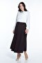 Plus Size Pleated Skirt 776 Brown - 3