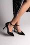 Satin Ankle Strap Closed Heel Casual Stylish Heeled Shoes - 3