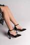 Satin Ankle Strap Closed Heel Casual Stylish Heeled Shoes - 2