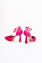 Satin Ankle Strap Closed Heel Casual Stylish Heeled Shoes - 8