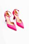 Satin Ankle Strap Closed Heel Casual Stylish Heeled Shoes - 6