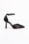 Satin Ankle Strap Closed Heel Casual Stylish Heeled Shoes
