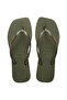 Pile. Square Logo Metallic Green Women's Flip Flops - 3