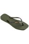 Pile. Square Logo Metallic Green Women's Flip Flops
