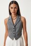 Gray Shawl Collar Woven Women's Vest - LV00002 - 2