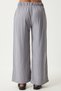 Women's Gray Wide Pocket Linen Blended Shirt Pants Suit Fn03205 - 7