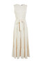 Beige Belted Dress Crop Jacket Woven Top and Bottom Set Tctss24Us00082 - 7