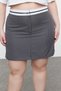 Anthracite Waist Belt Detailed Mini Striped Woven Shorts Skirt - 3