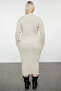 Beige Knitwear Large Size Bottom-Top Set - 5