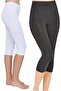 Women's Black Modal Cotton Lycra Underskirt Capri Tights - 2