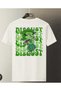 White Inverted Face Characters Front Back Printed Oversize Unisex Tshirt