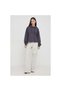 Women's Washed Woven Label Hoodie Sweatshirt-J20J 223082 - 3