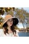 Knitted Visor Hat with Foldable Bow Bag Wide Brim Vacation Pool Sea Travel Beach Hat - 7