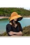 Knitted Visor Hat with Foldable Bow Bag Wide Brim Vacation Pool Sea Travel Beach Hat - 5