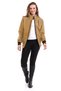 Women's Stand Collar Bonded Water Repellent Fabric Casual Zippered Seasonal Coat Mustard