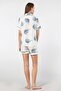 Patterned Viscose Shirt and Buttoned Women's Shorts Set - 100% Viscose - 3