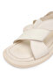 Women's Genuine Leather Beige Heeled Sandals - 3