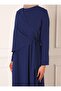 Navy Blue Aerobin Hijab Dress - Side Tie Detail - Refka - 4