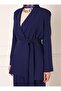 Refka Dark Blue Stylish Jacket - Belt Detailed - 5