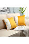 2 PCS Gold Leather Striped Velvet Look Decorative Throw Pillow Cover - 6