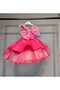 One-Shoulder Stone-Embellished Bow-Detail Fuchsia Dress - 2