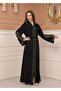 Stone Detailed Arm and Belted Abaya Ferace - 683 - 4