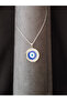 Stainless Steel Women's Necklace - Silver Color, Evil Eye Bead Design - 5