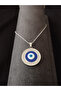 Stainless Steel Women's Necklace - Silver Color, Evil Eye Bead Design