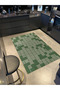 Geometric Green Colored Themed Patterned Woven Base Carpet and Washable Carpet Miravip10219 - 2