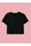 Women's Black Sea Creatures Printed Baby Tee Cropped - 3