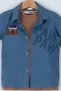 Boy's Seasonal Cotton Paw Dog Embroidered Blue Shirt T-Shirt Set of 2 - 5