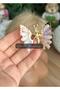 New trendy fashion metallic gold butterfly buckle with movable wings and colorful embellished, side darted . - 2