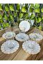 Marble Pattern White Frilly Tea Set