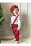 Plaid Patterned Salopet and White Shirt with Bow Tie for Holiday and Special Daily Girls and Boys - 7