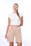 X Serüven 100% Cotton Women's Beige 2-Thread Pocket Shorts - 6