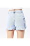 Kn Women's Ice Blue Stonewashed Denim Cargo Pocket Denim Shorts Skirt - 6