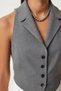 Gray Shawl Collar Woven Women's Vest - LV00002 - 6