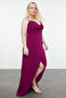 Plum Double Breasted Neckline Slit Long Lined Evening/Night/Graduation/Engagement Dress Tbbss24Ad00002 - 2